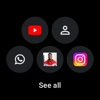 WearSocials codes tile on a Wear OS watch